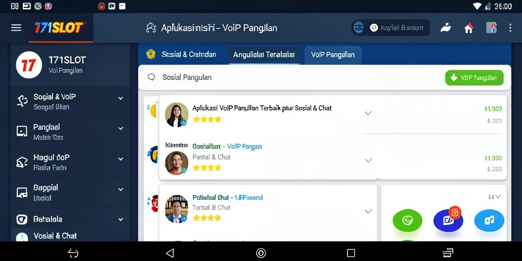 Tampilan antarmuka aplikasi VoIP Panggilan 171SLOT yang intuitif.