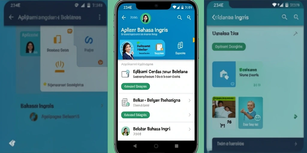 Tampilan antarmuka utama aplikasi untuk Belajar Bahasa Inggris.