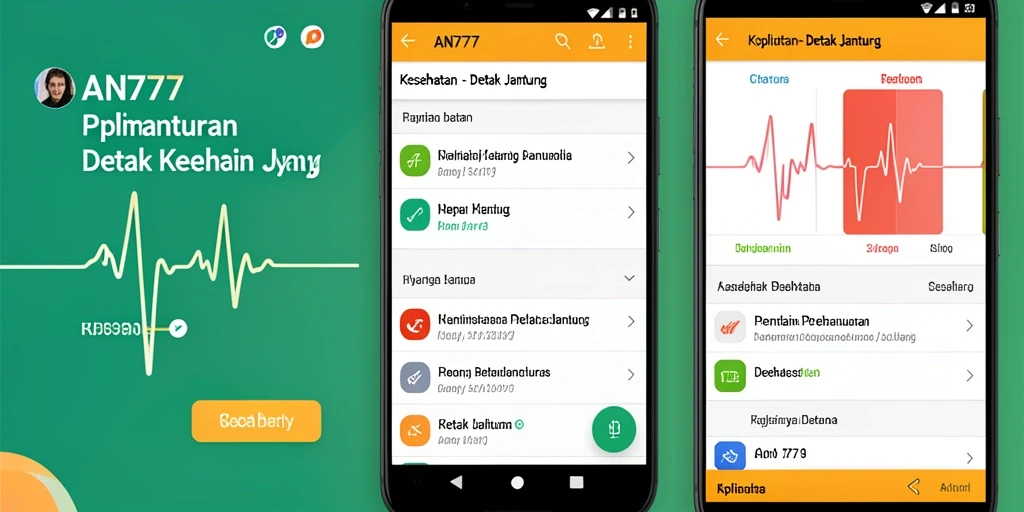Tampilan antarmuka aplikasi AN777 untuk pemantauan detak jantung.