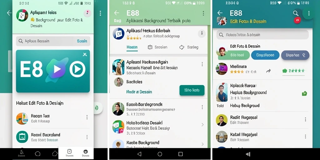 Tampilan antarmuka aplikasi E88 dengan fungsi Hapus Background yang intuitif.
