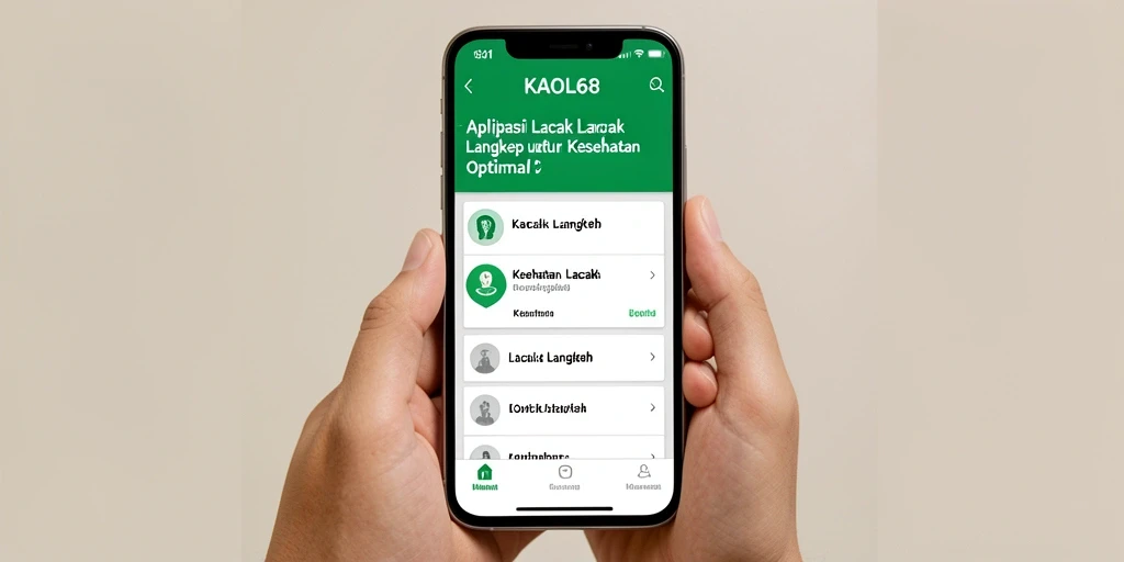 Antarmuka aplikasi KAOL68 yang menunjukkan fitur Lacak Langkah.