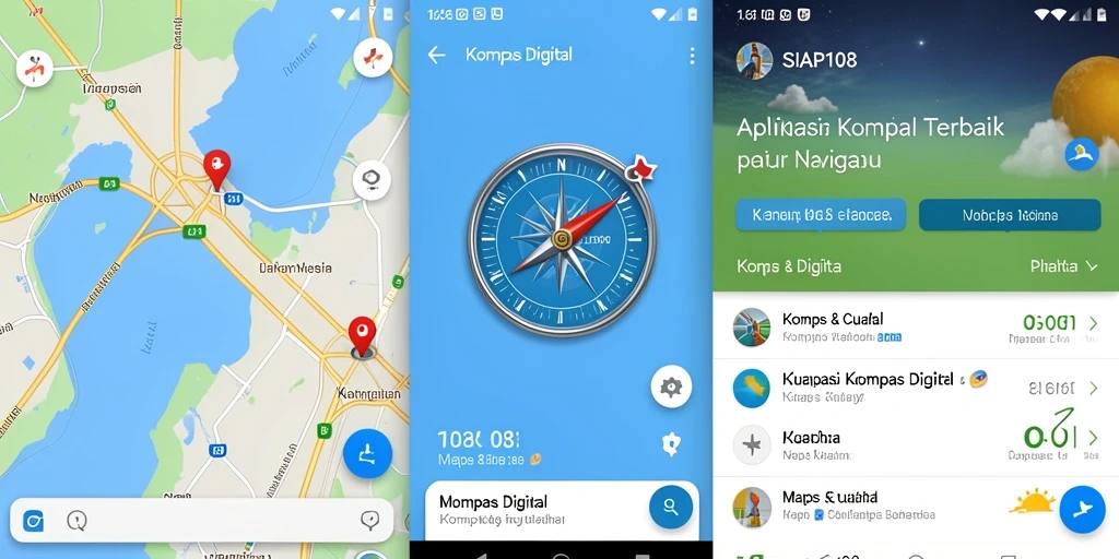 Antarmuka SIAP108 menampilkan kompas digital dan informasi cuaca.