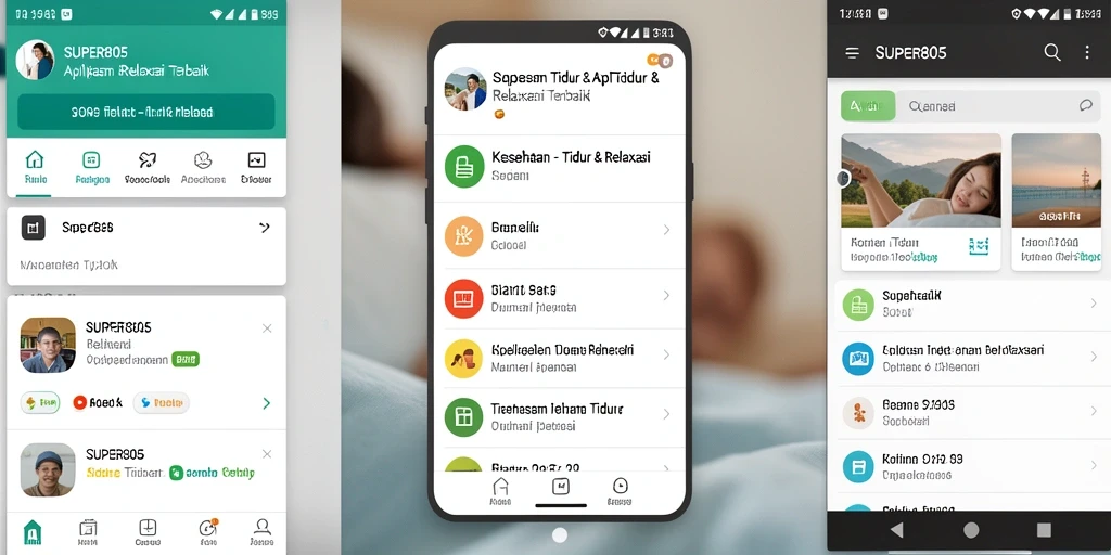 Tampilan antarmuka aplikasi SUPER805 yang mendukung relaksasi dan tidur.